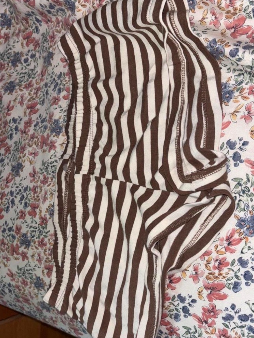 Brandy Melville Brown and Cream Striped Lounge Shorts